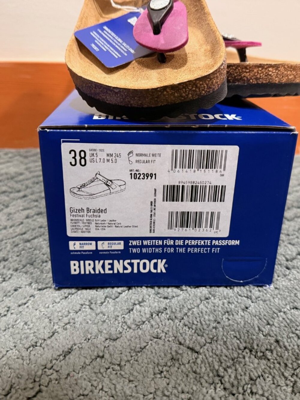Birkenstock Gizeh Braided 38 Purple Pink Leather Flip Flop Sandals - Picture 6 of 7